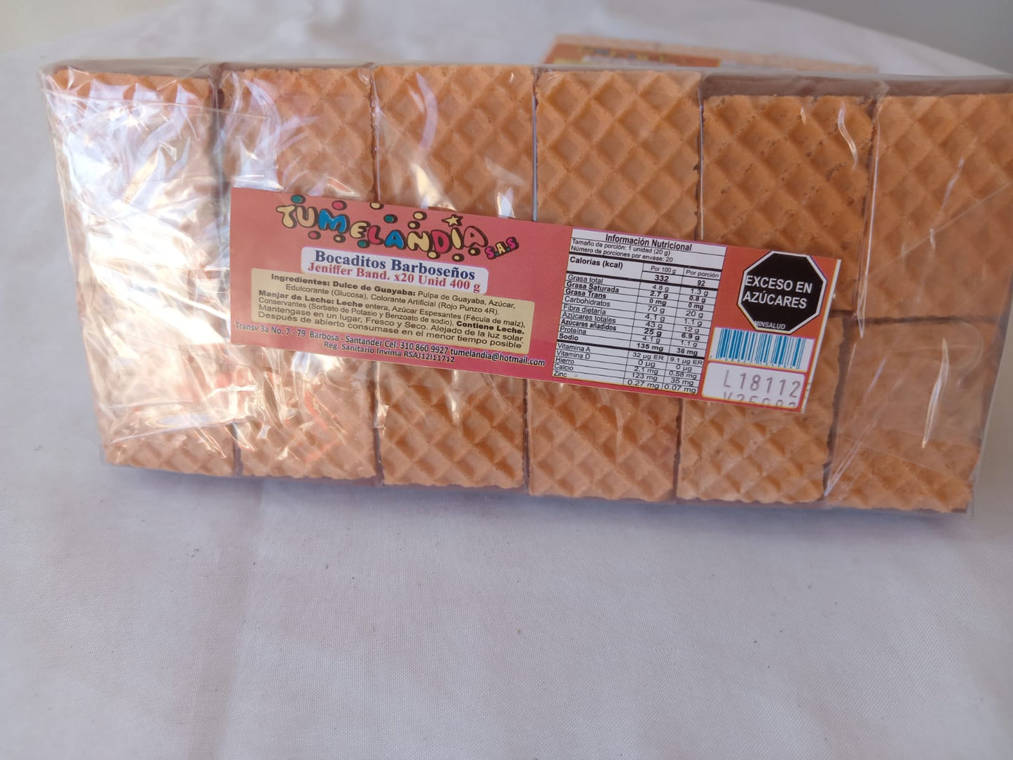 Galleta waffer rellena de dulce de guayaba de 12 Und , 24Und y en caja de 15Und